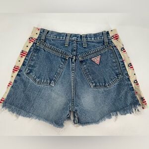 Vintage Rare Georges Marciano Denim Guess Shorts USA American Flag Heart Sz 28